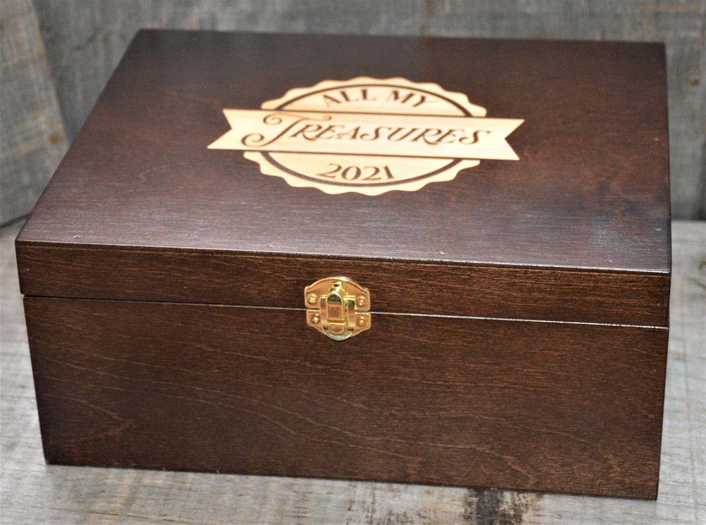 Premium Wooden Gift Box Hinged Lid With Clasp.