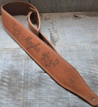 Double Stitch Butter Leather Guitar Straps.