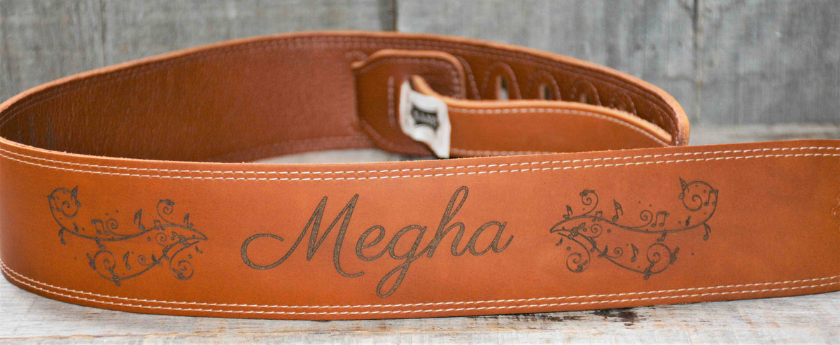 Double Stitch Butter Leather Guitar Straps.