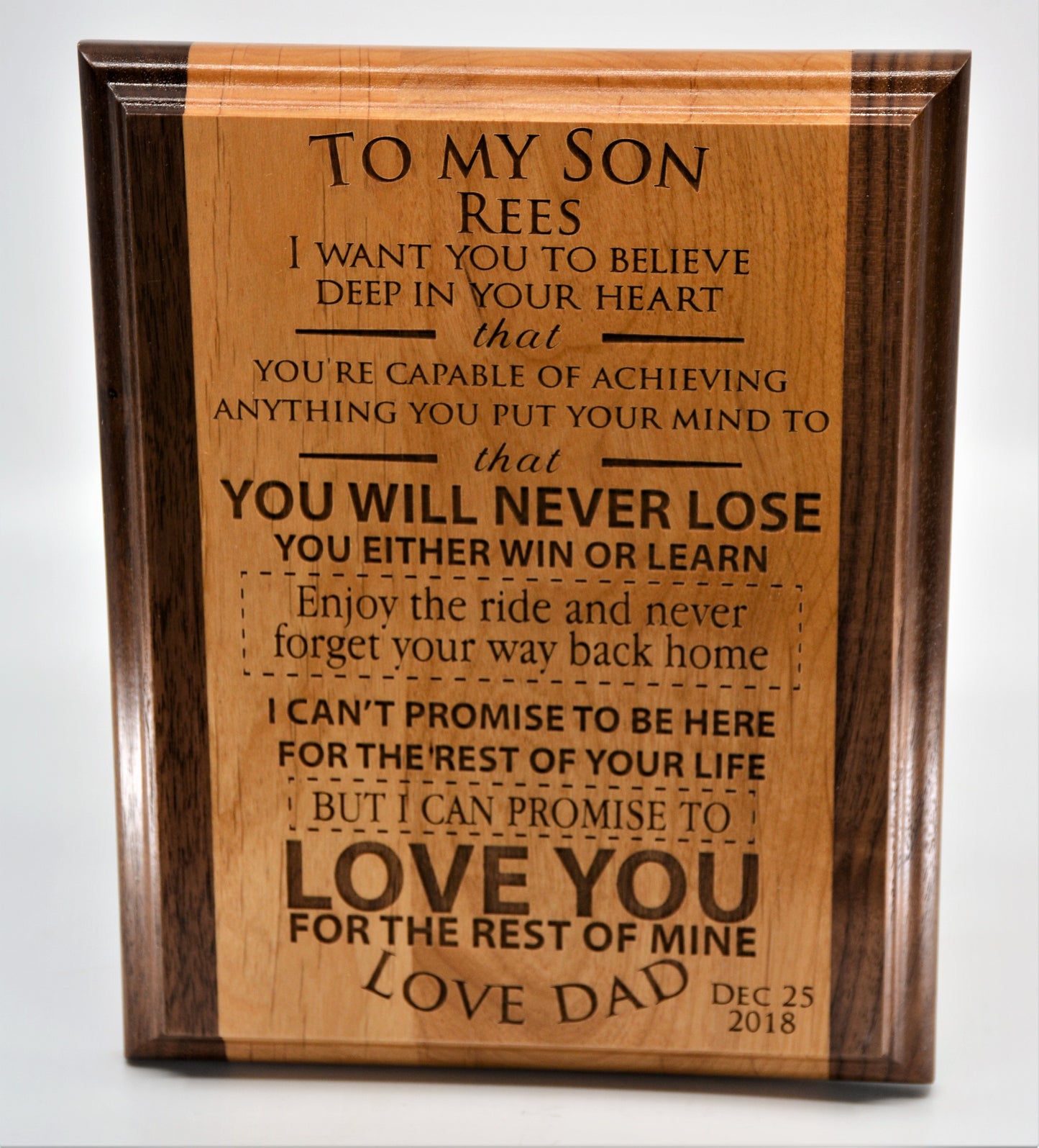 To My Son/Daughter Two Tone Wooden Plaque.