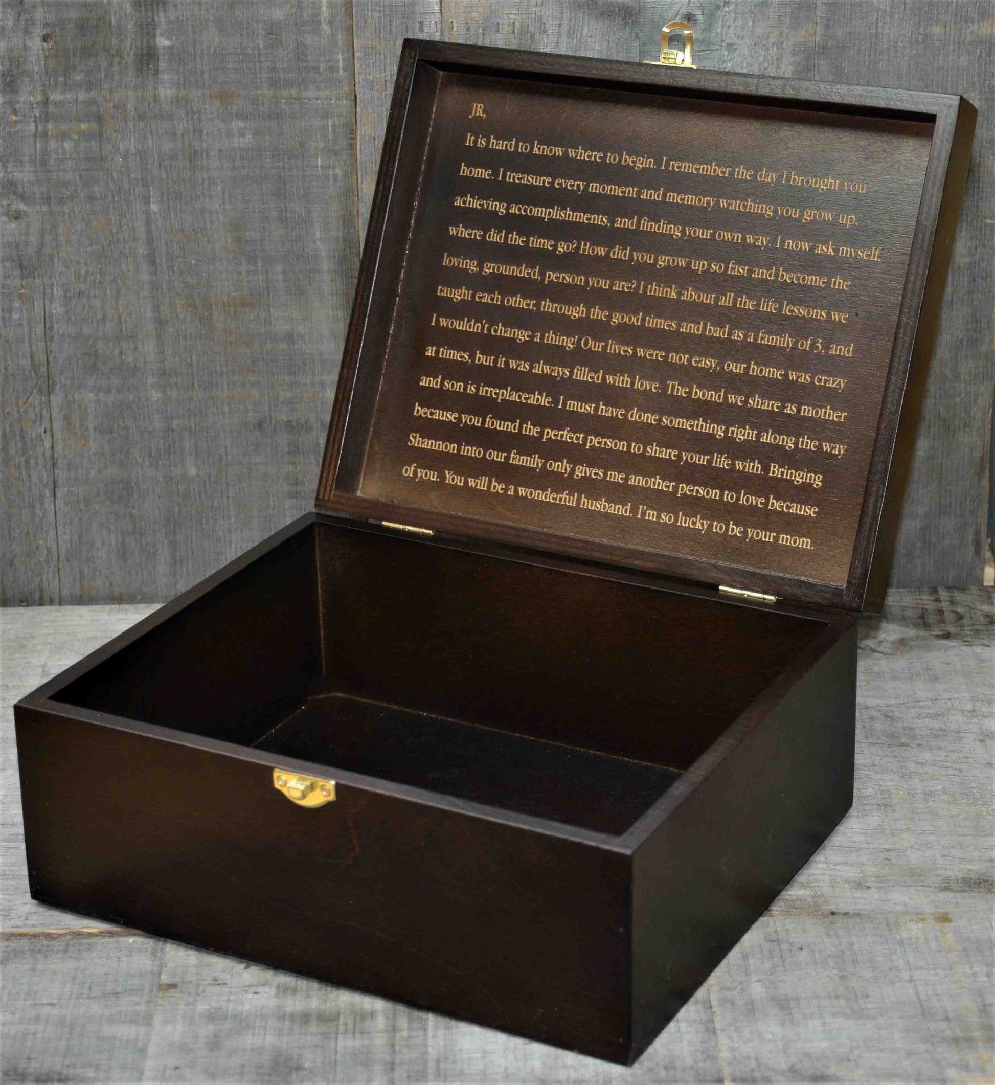 Premium Wooden Gift Box Hinged Lid With Clasp.