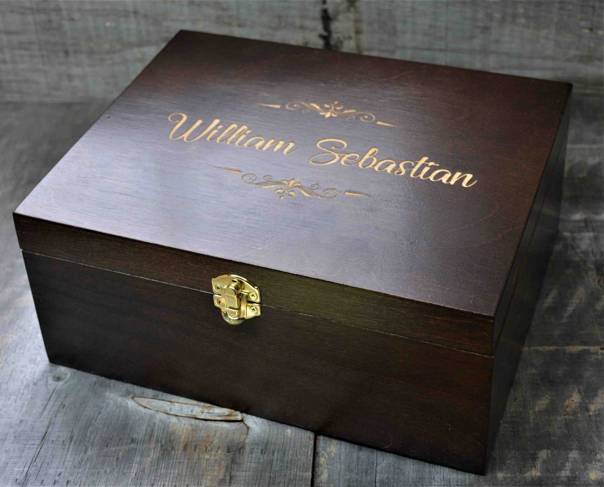 Premium Wooden Gift Box Hinged Lid With Clasp.