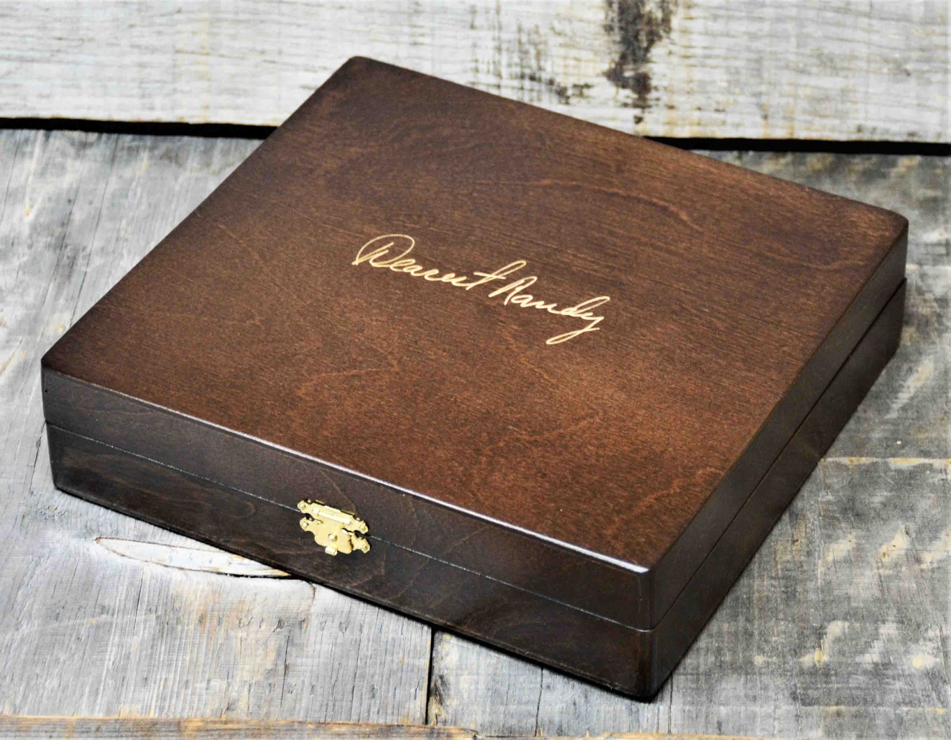 Handwriting Engraved into Premium Wooden Gift Box.