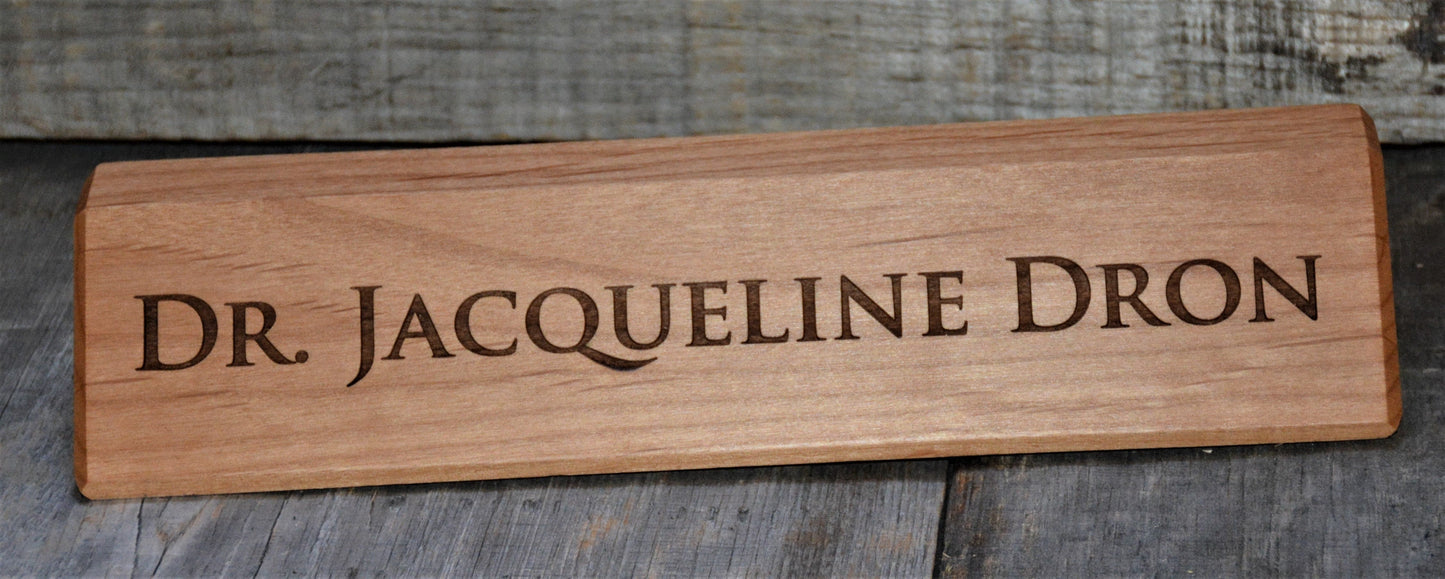 Desk Name Plate Alder Wood.