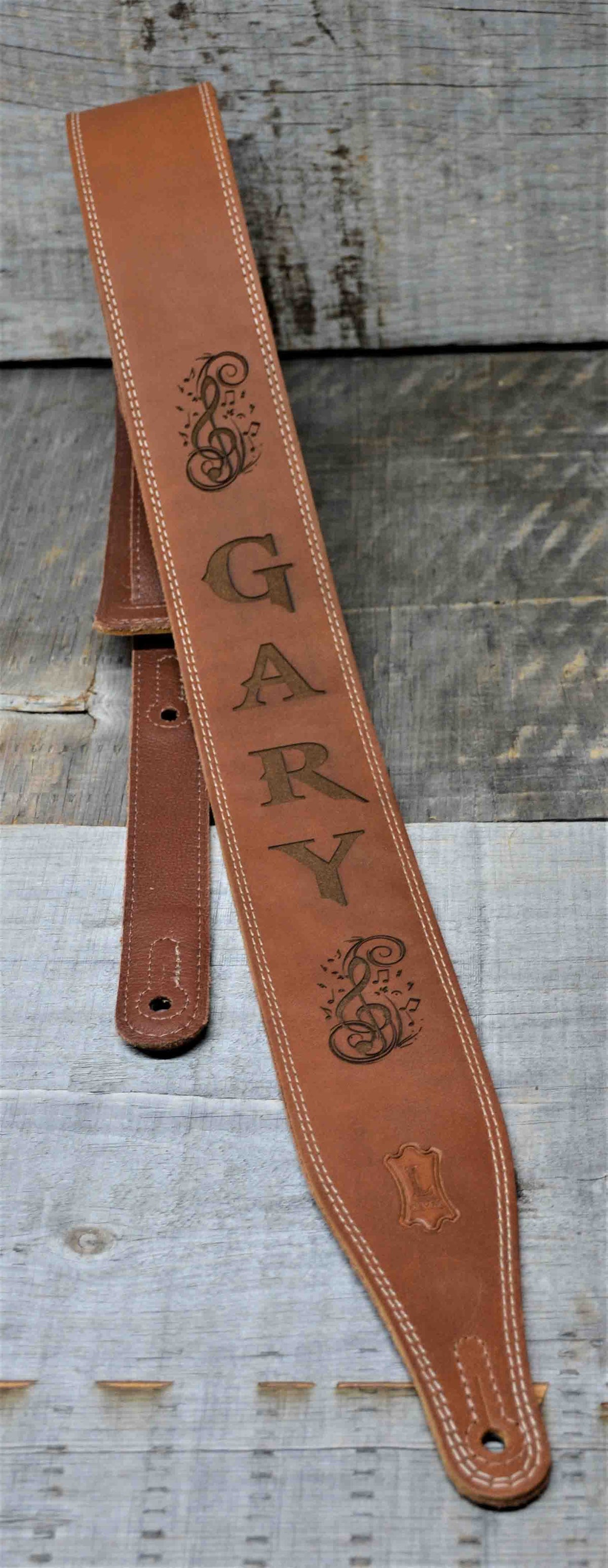 Double Stitch Butter Leather Guitar Straps.