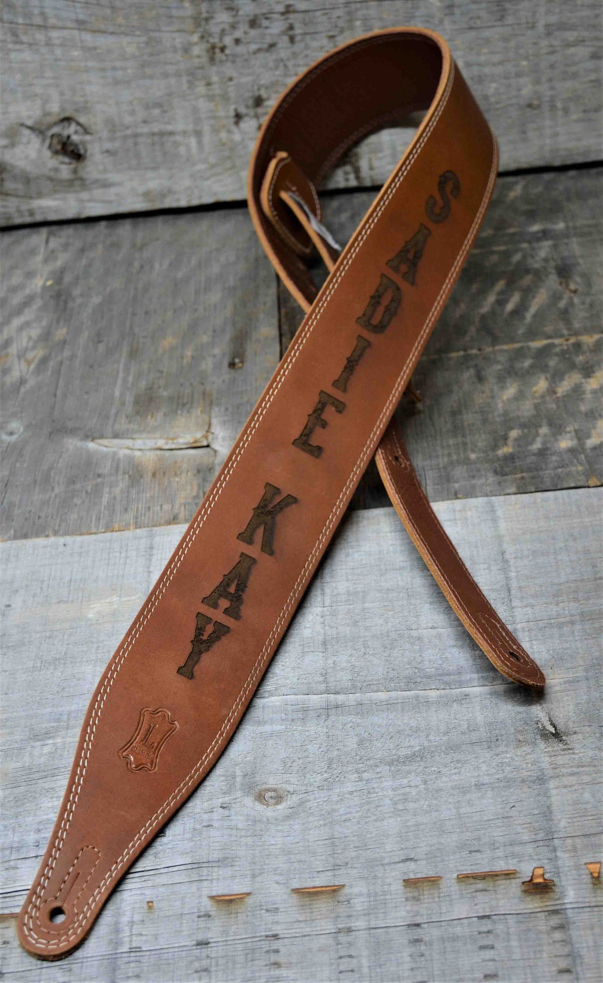 Double Stitch Butter Leather Guitar Straps.