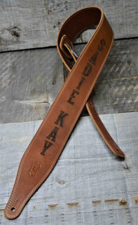 Double Stitch Butter Leather Guitar Straps.
