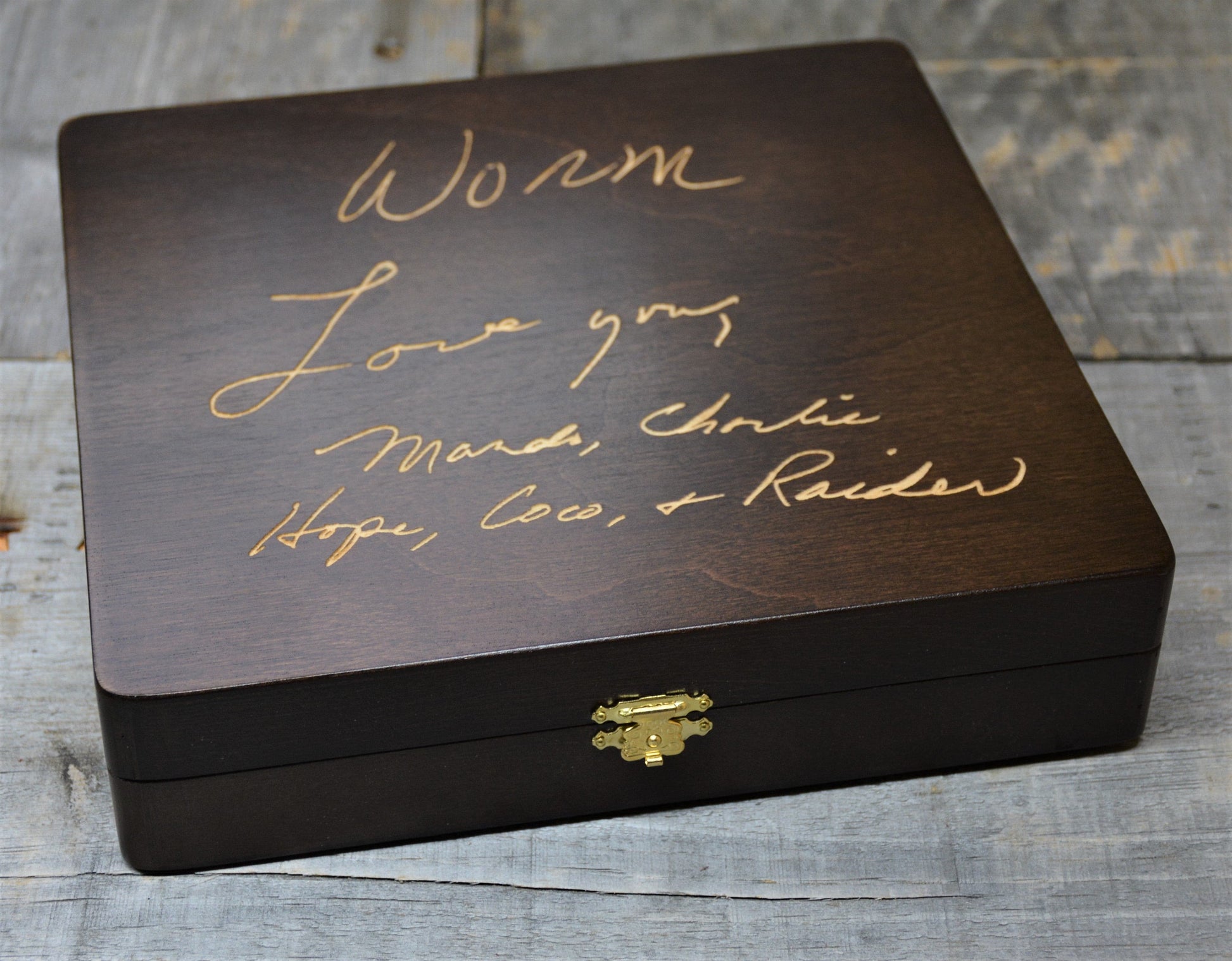 Handwriting Engraved into Premium Wooden Gift Box.