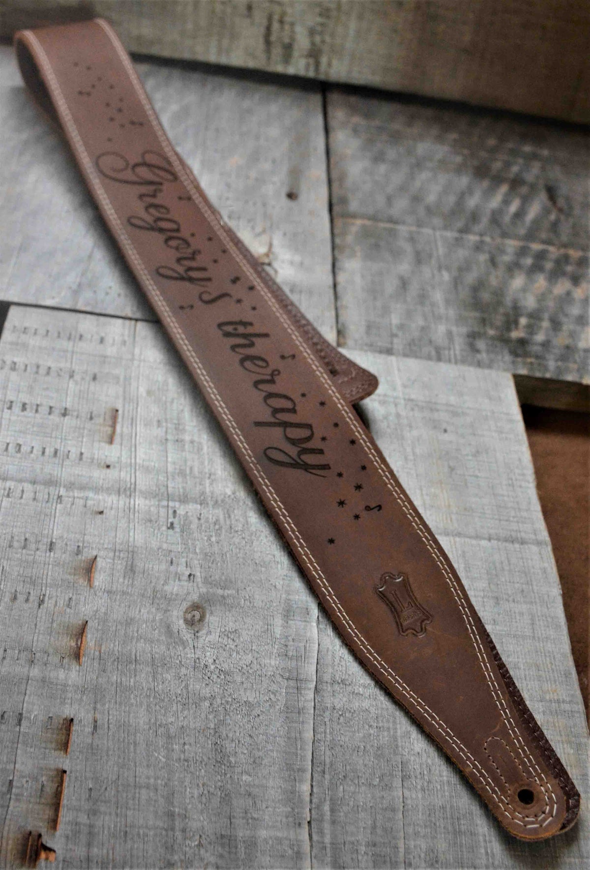 Double Stitch Butter Leather Guitar Straps.