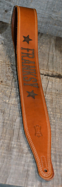 Double Stitch Butter Leather Guitar Straps.