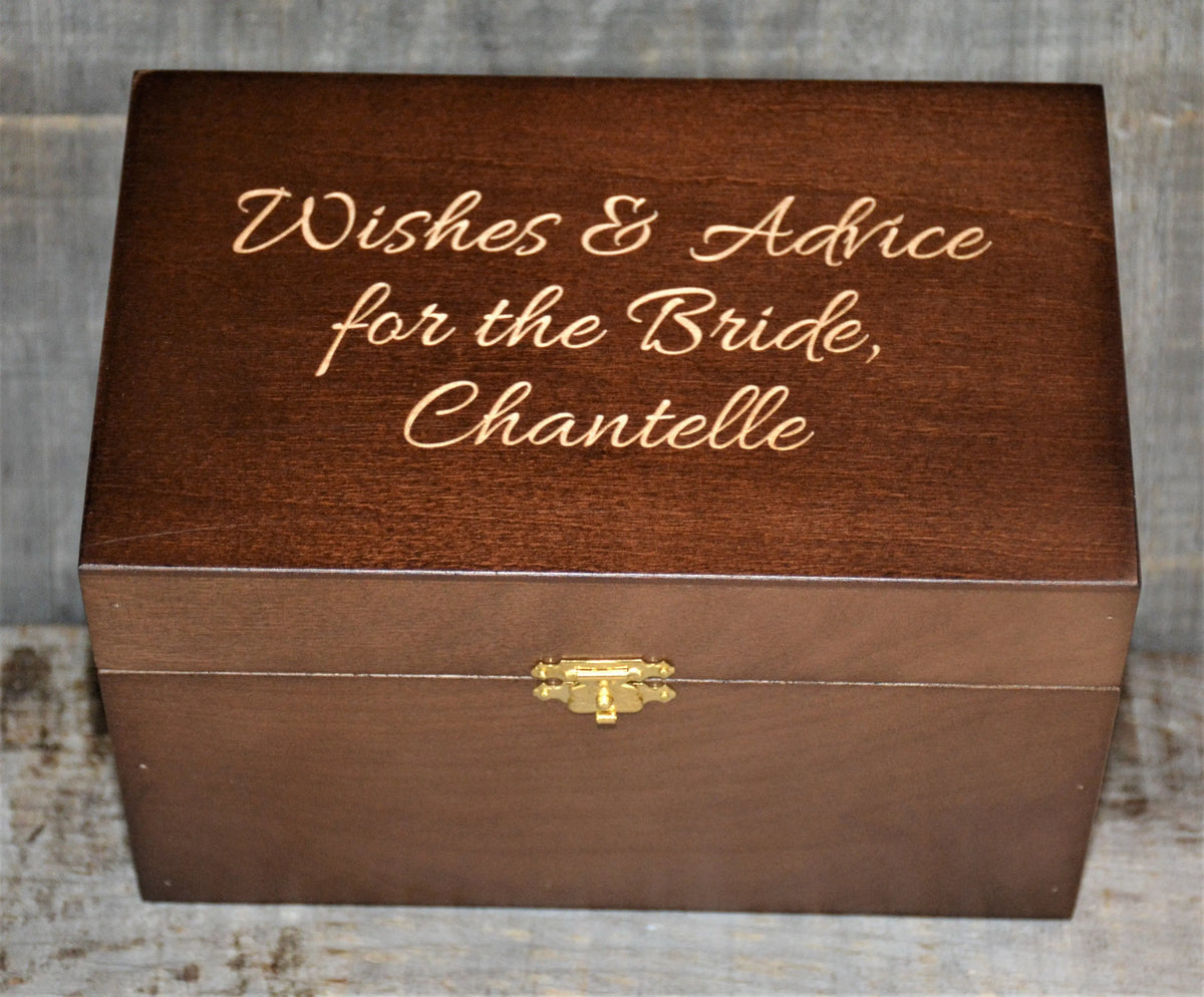 Custom Engraved Wooden Keepsake Box - Walnut Stain.