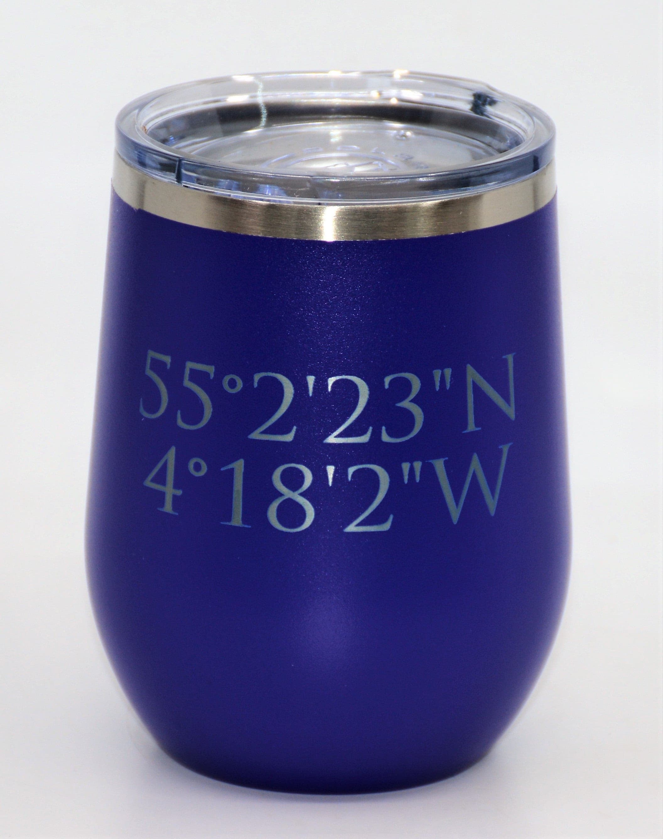 Your Name or Text Any Font Stainless Steel 12OZ Wine Tumbler - Stemless Wine Glass.