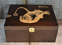 Handwriting Engraved into Premium Wooden Gift Box Hinged Lid With Clasp.