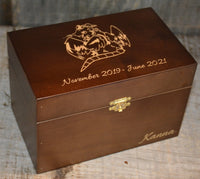Custom Engraved Wooden Keepsake Box - Walnut Stain.