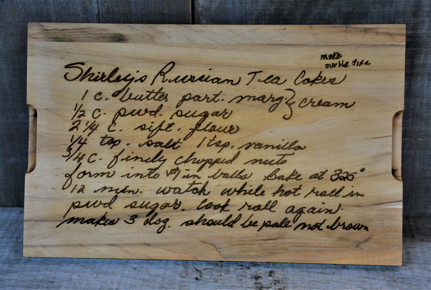 Maple Wood Cutting Board Family Recipe.