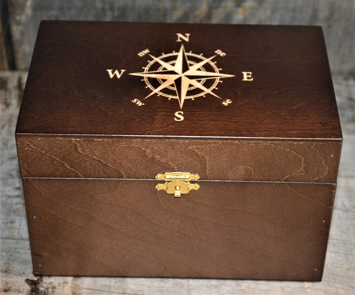 Custom Engraved Wooden Keepsake Box - Walnut Stain.