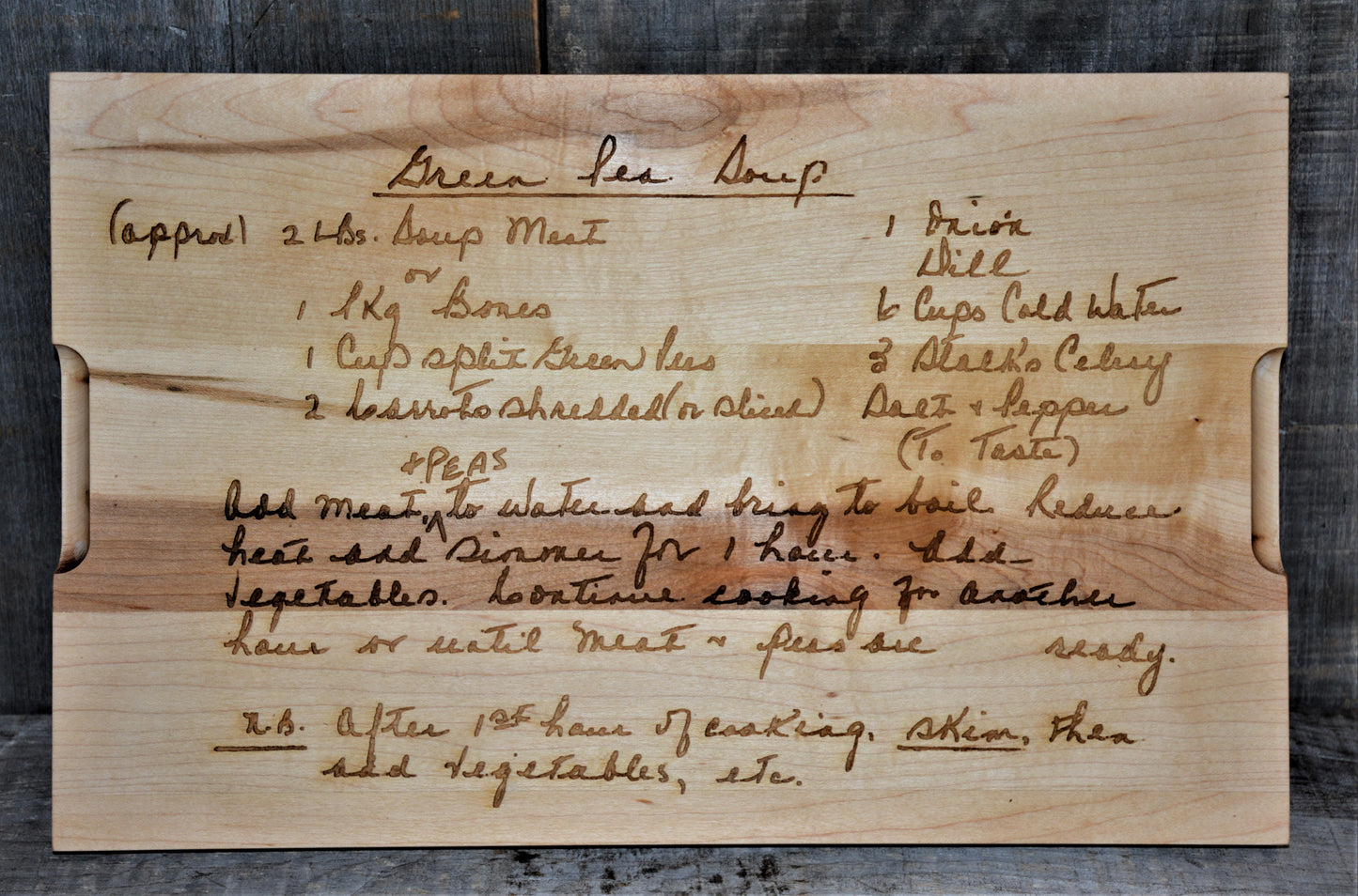 Maple Wood Cutting Board Family Recipe.