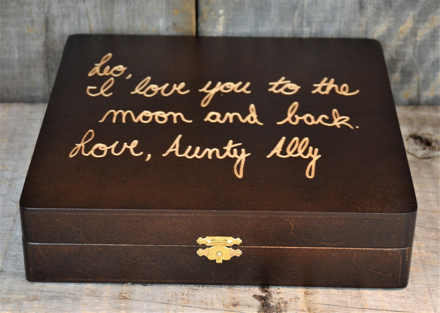 Handwriting Engraved into Premium Wooden Gift Box.