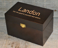 Custom Engraved Wooden Keepsake Box - Walnut Stain.