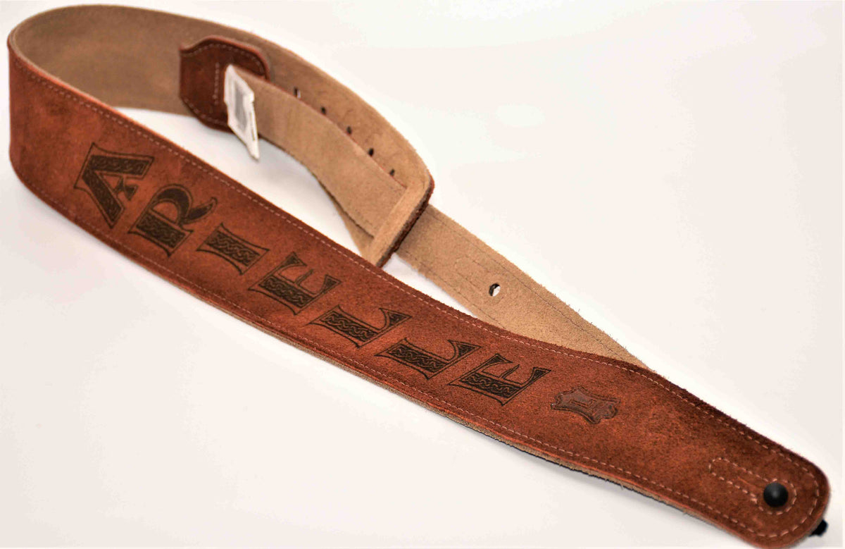 Suede Leather Guitar Straps Rust Colour.