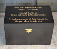 Custom Engraved Wooden Keepsake Box - Walnut Stain.