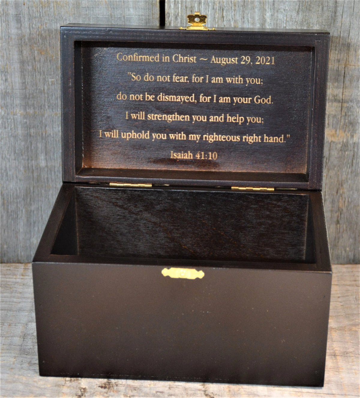 Custom Engraved Wooden Keepsake Box - Walnut Stain.