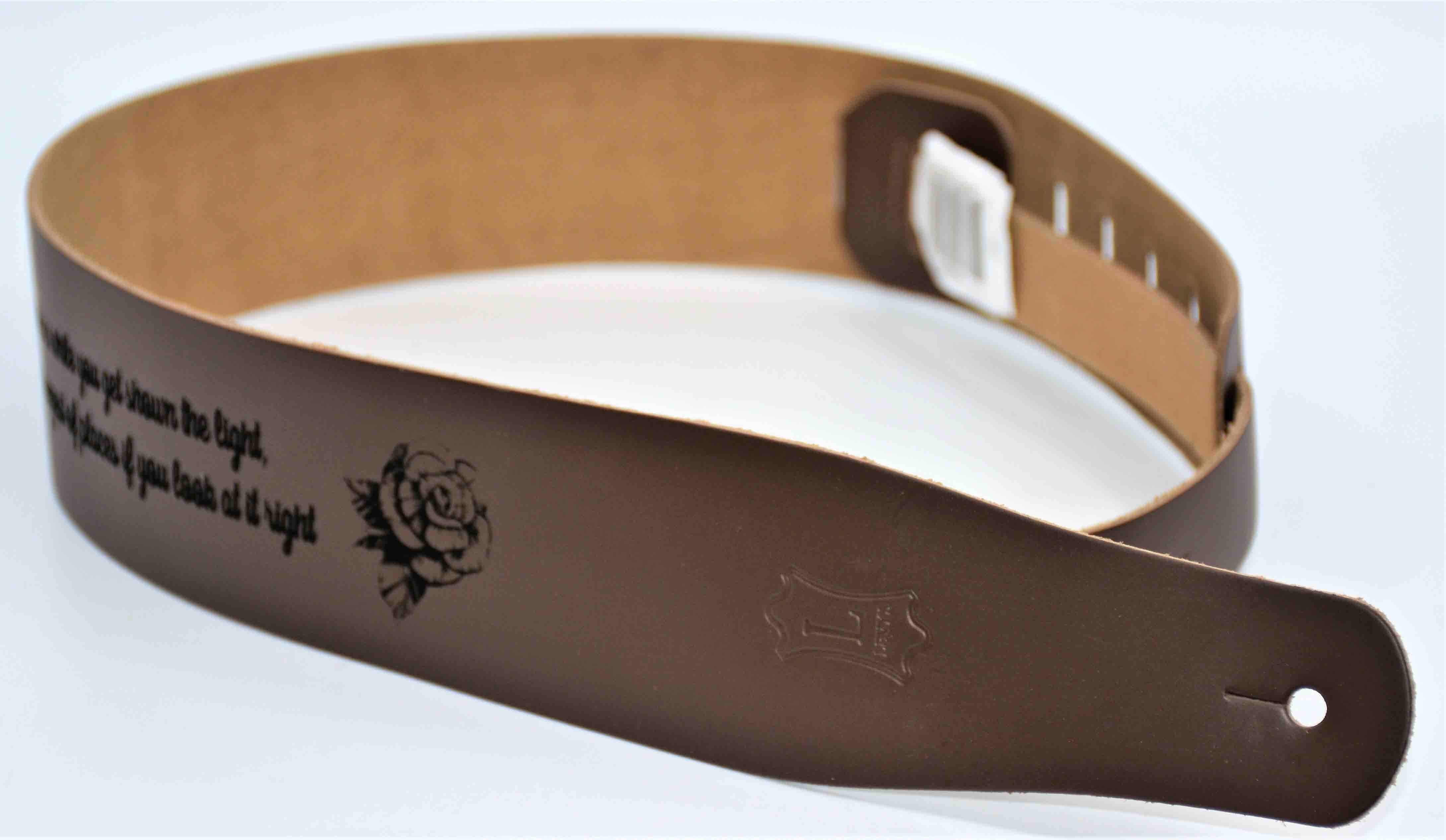 Leather Guitar Straps - Custom Engraved - Brown.