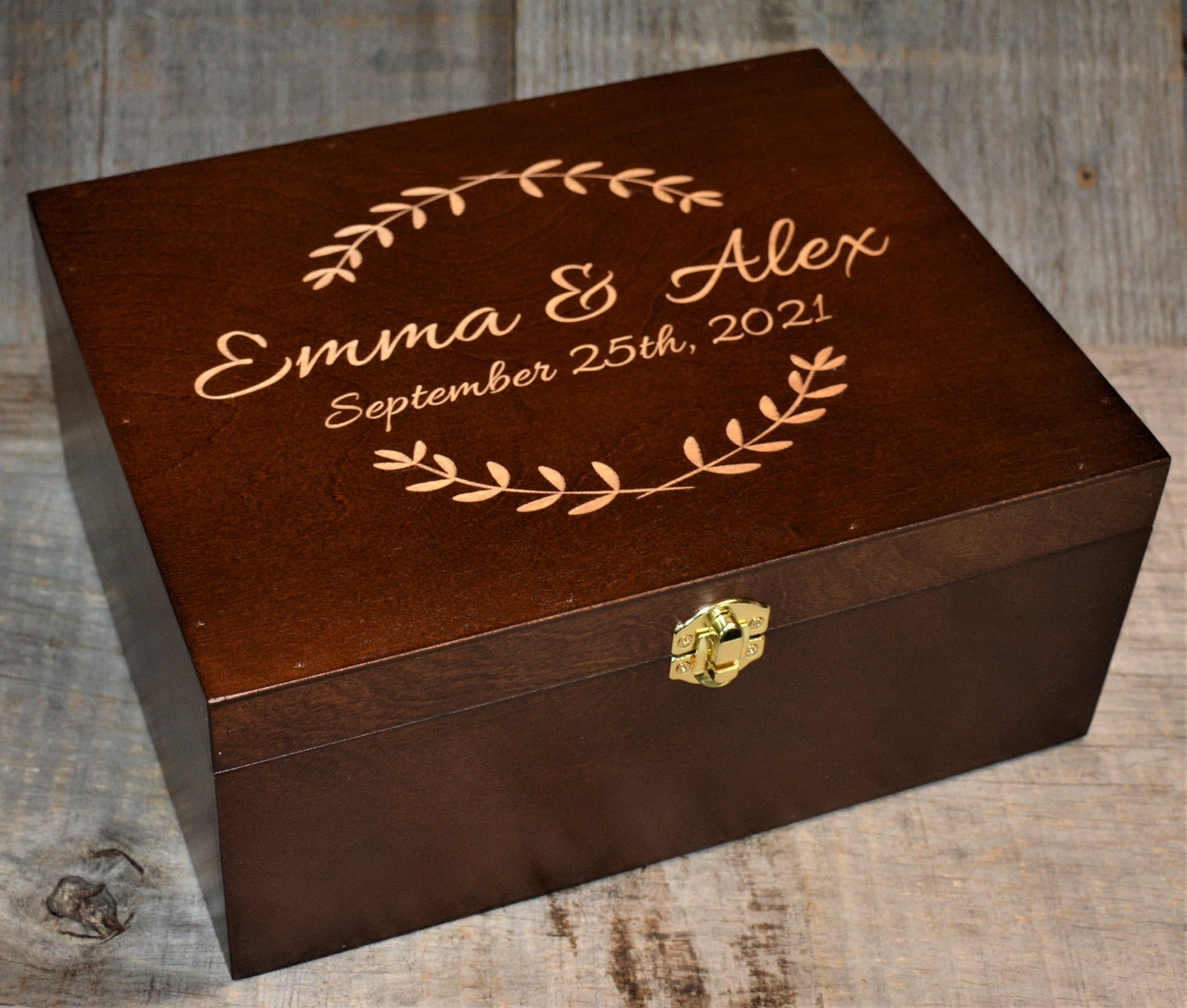 Premium Wooden Gift Box Hinged Lid With Clasp.