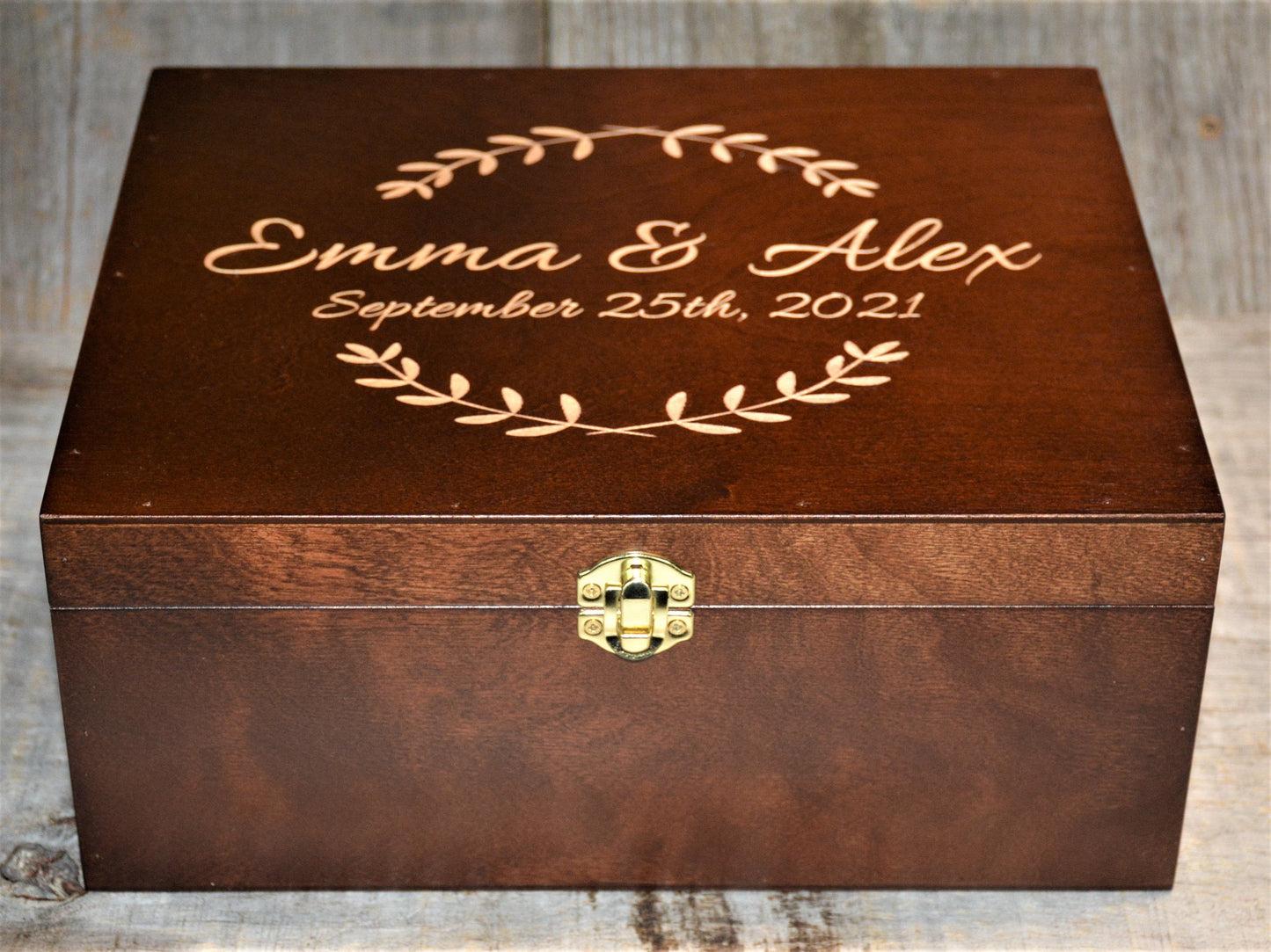 Premium Wooden Gift Box Hinged Lid With Clasp.