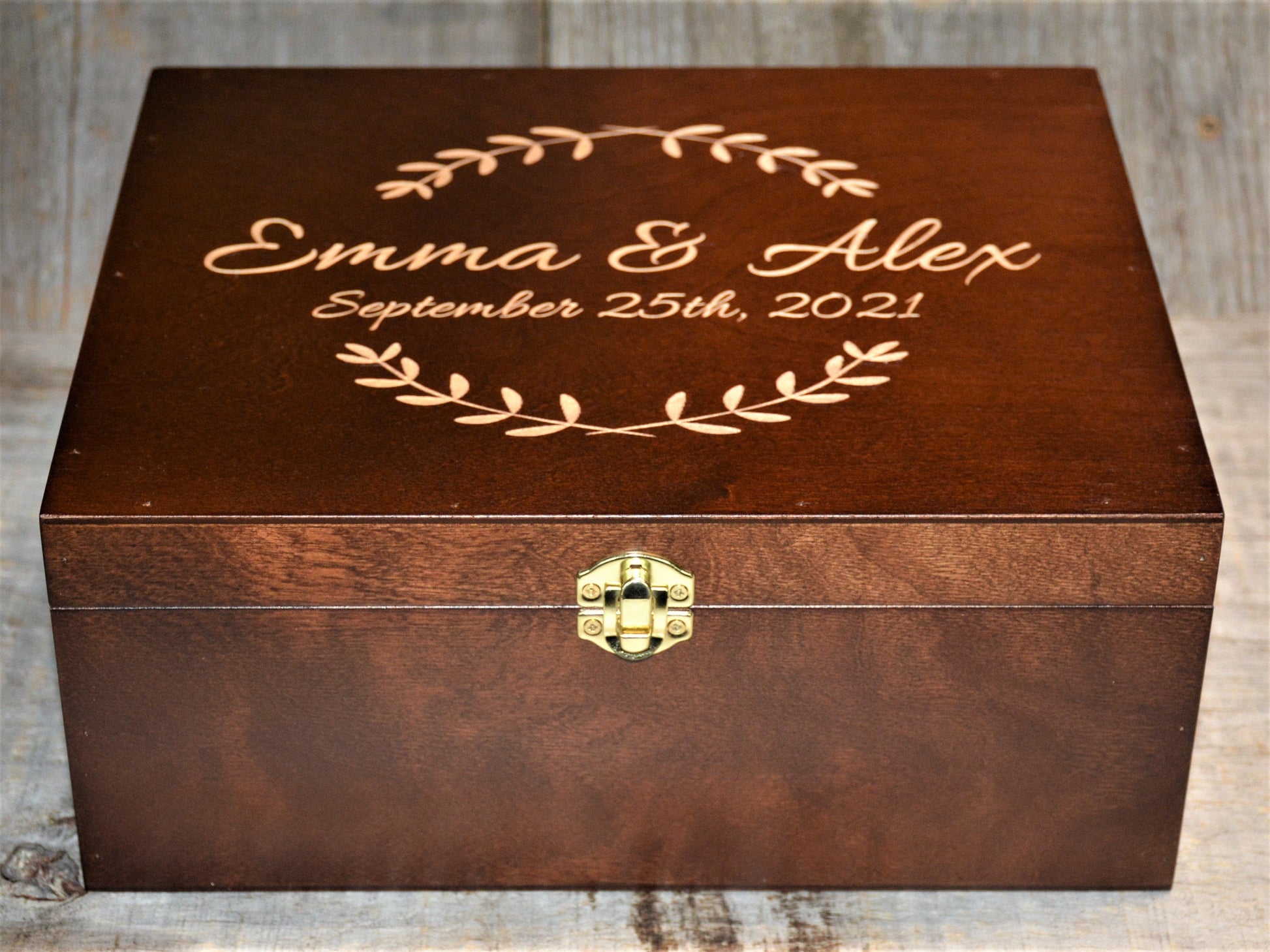 Premium Wooden Gift Box Hinged Lid With Clasp.