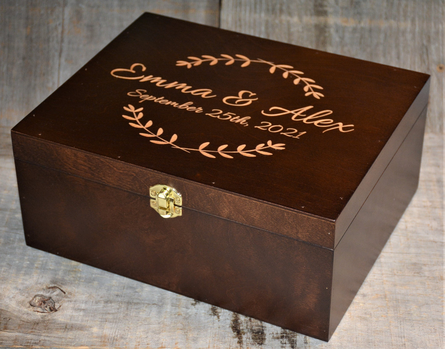 Premium Wooden Gift Box Hinged Lid With Clasp.