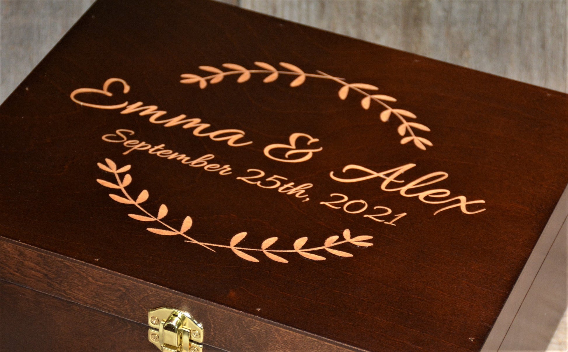 Premium Wooden Gift Box Hinged Lid With Clasp.