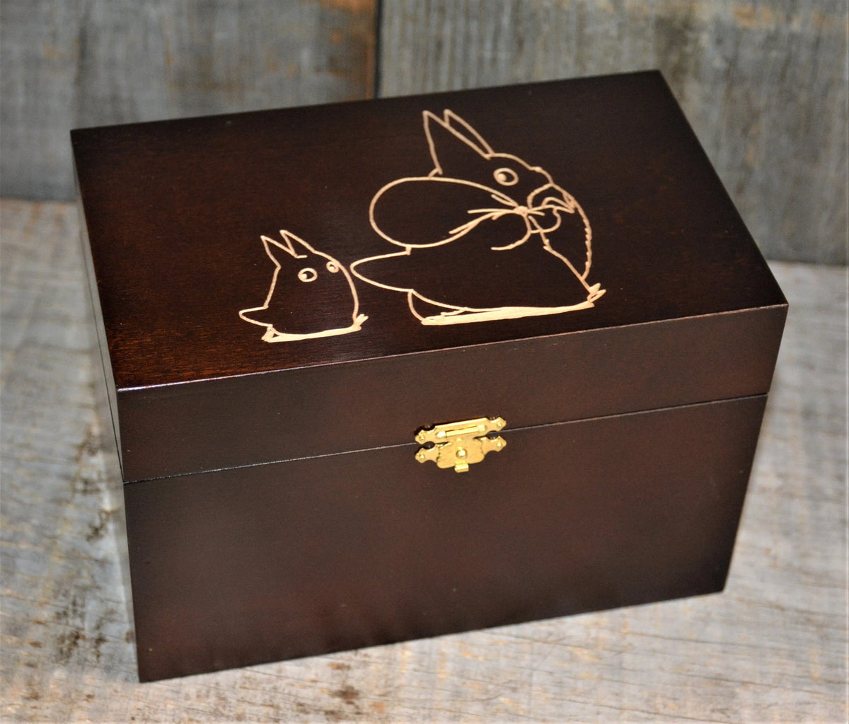 Custom Engraved Wooden Keepsake Box - Walnut Stain.