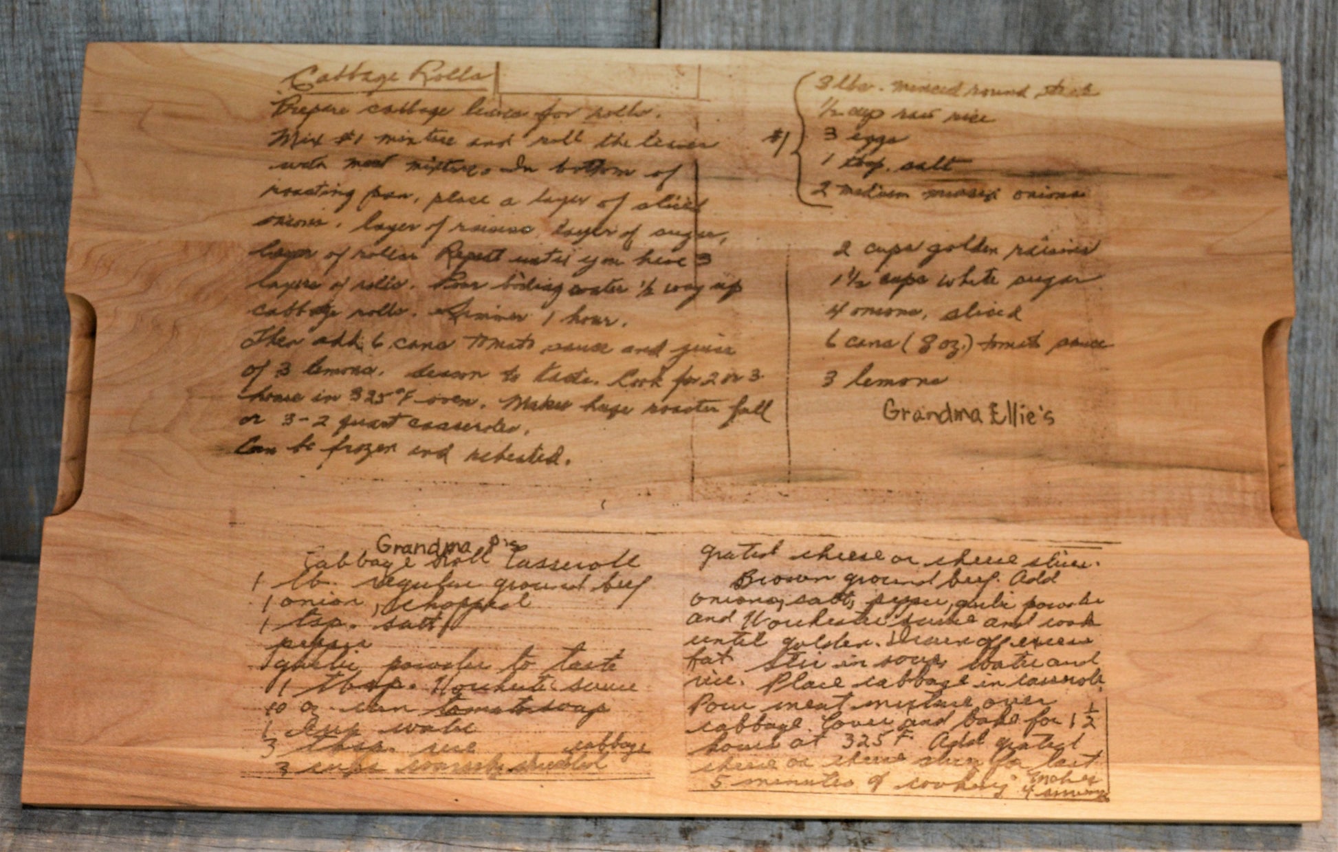 Maple Wood Cutting Board Family Recipe.