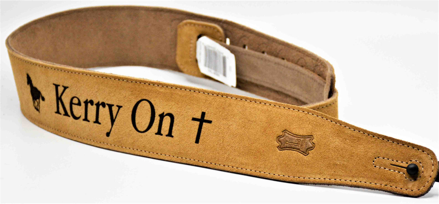 Suede Leather Guitar Straps Tan Colour.