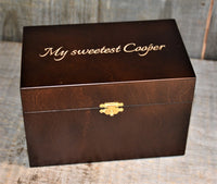 Custom Engraved Wooden Keepsake Box - Walnut Stain.