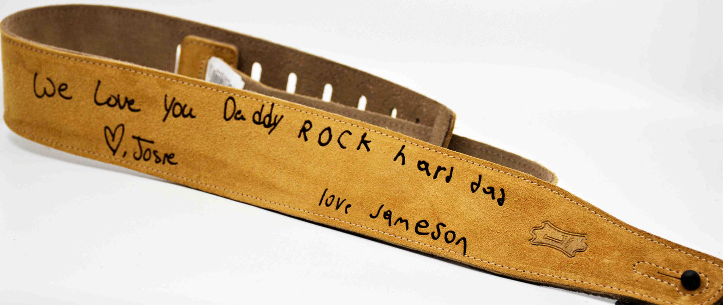 Suede Leather Guitar Straps Tan Colour.