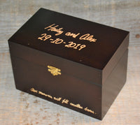 Custom Engraved Wooden Keepsake Box - Walnut Stain.