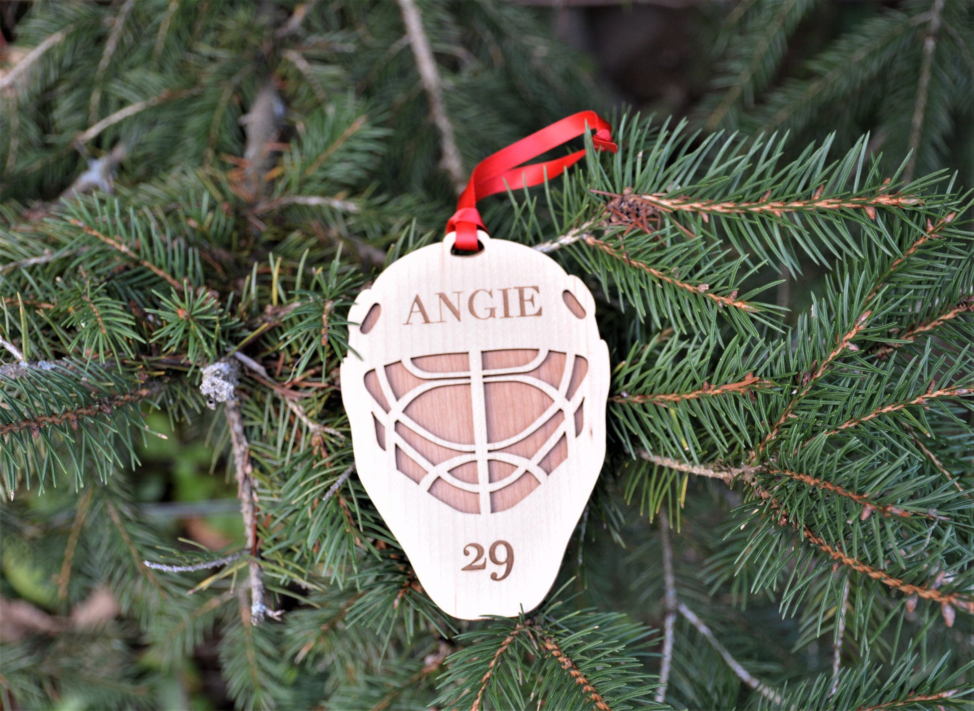 Hockey Goalie Mask Ornament.