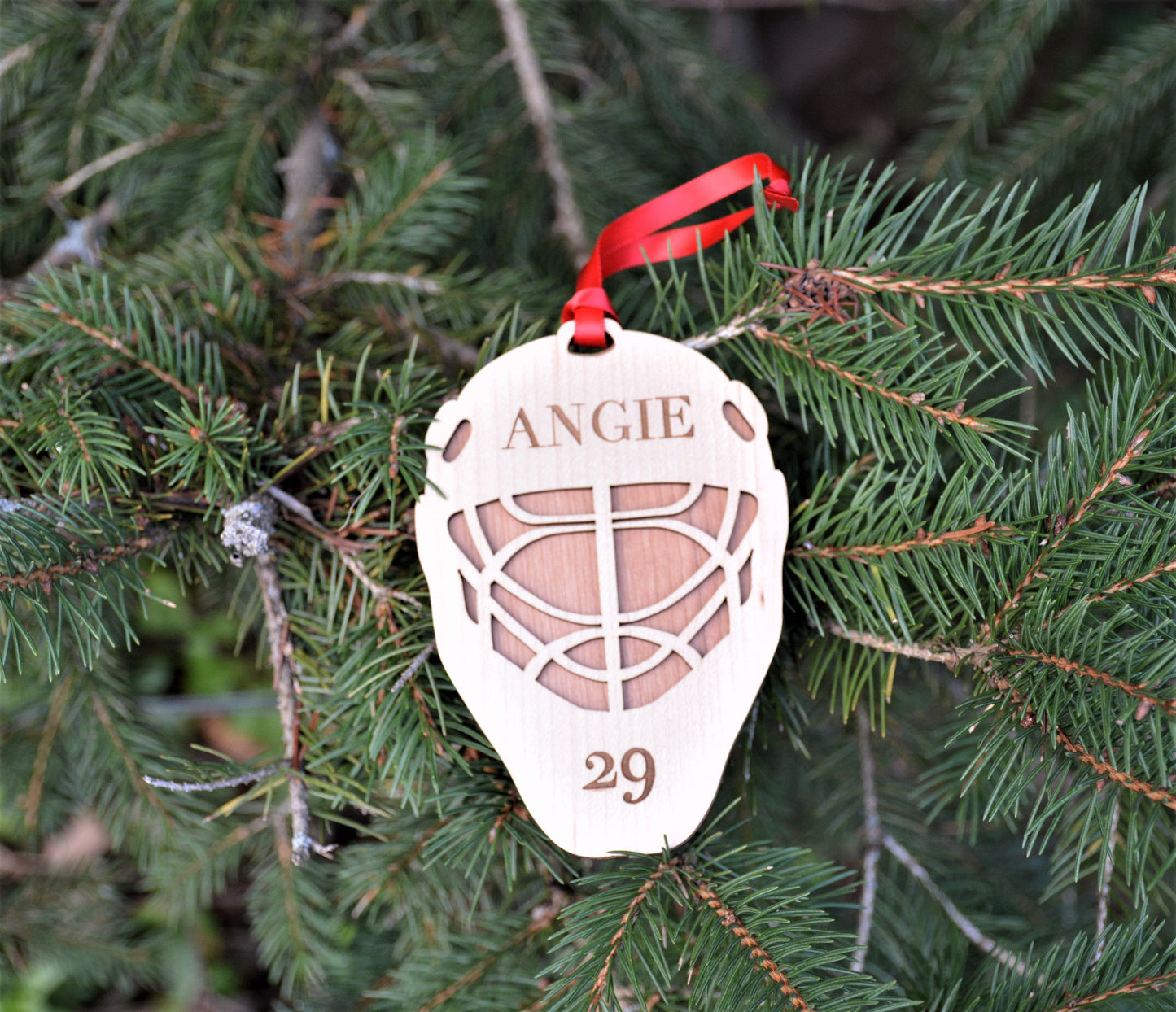 Hockey Goalie Mask Ornament.