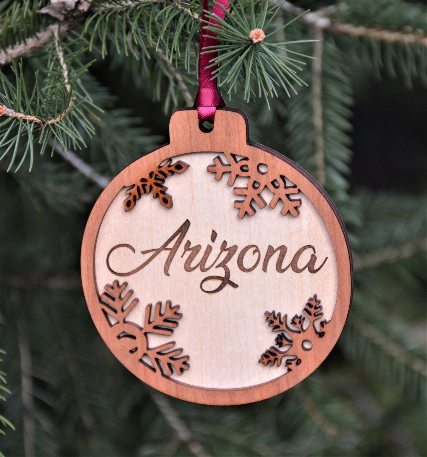 Name Engraved into Snowflake Ornament.