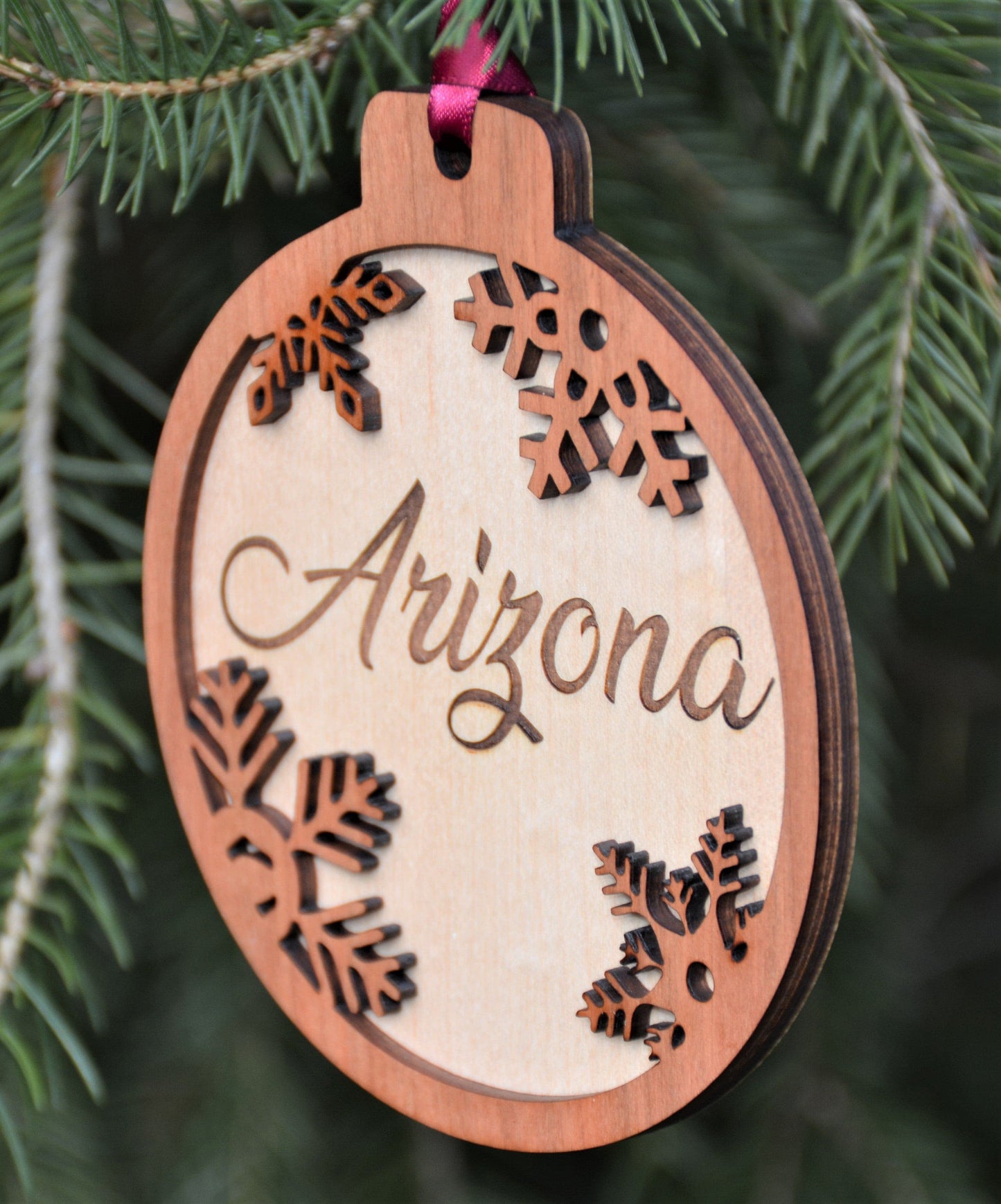 Name Engraved into Snowflake Ornament.