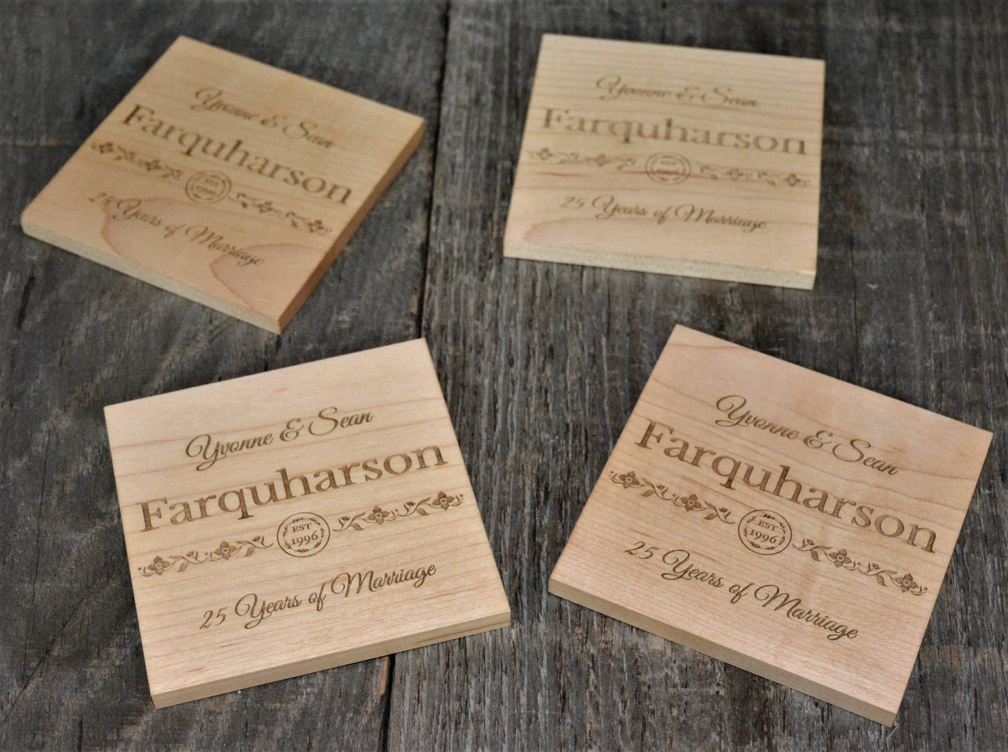 Your Custom Designed Wood Coaster - Maple, Cherry or Walnut.
