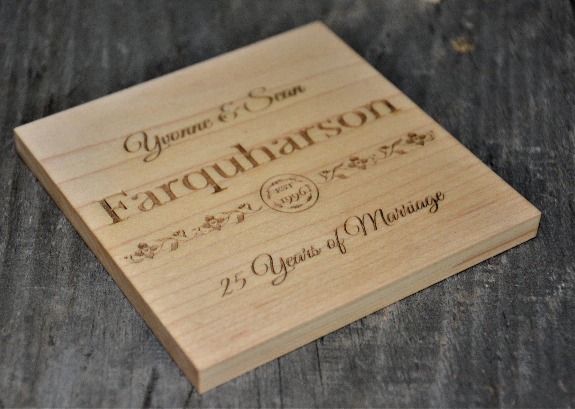 Your Custom Designed Wood Coaster - Maple, Cherry or Walnut.