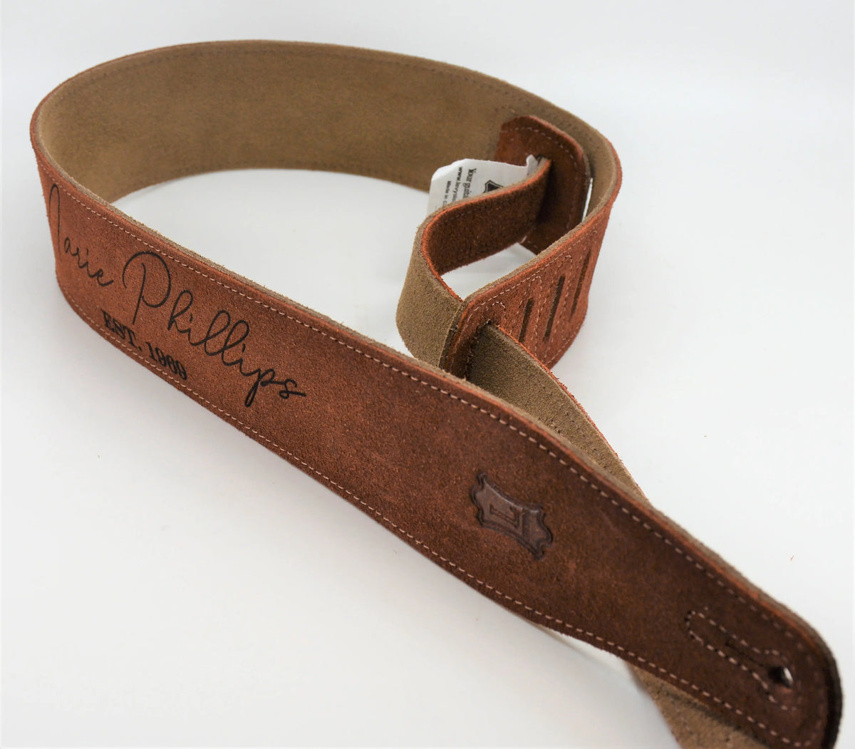 Suede Leather Guitar Straps Rust Colour.