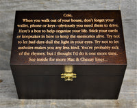 Custom Engraved Wooden Keepsake Box - Walnut Stain.