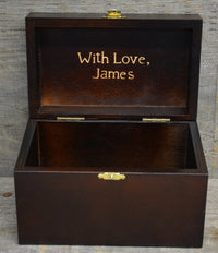 Custom Engraved Wooden Keepsake Box - Walnut Stain.