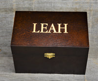 Custom Engraved Wooden Keepsake Box - Walnut Stain.
