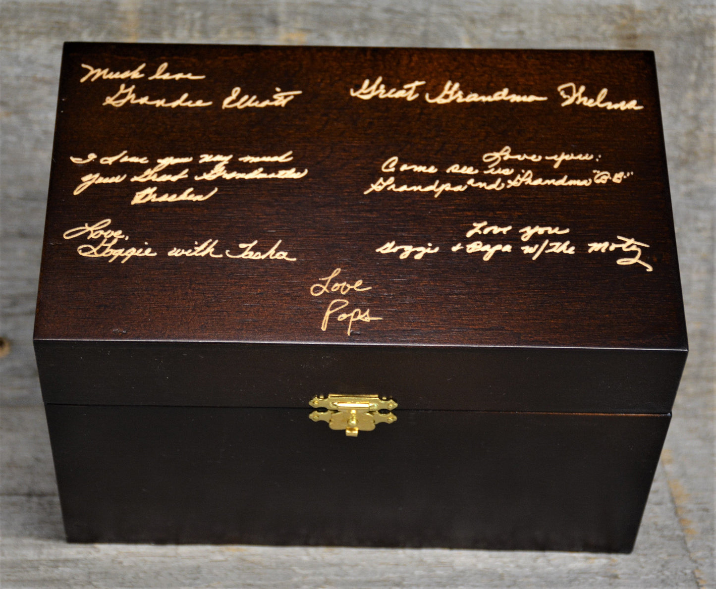 Handwriting Engraved Wooden Keepsake Box.