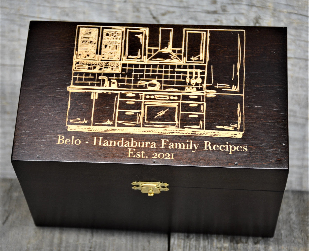 Custom Engraved Wooden Keepsake Box - Walnut Stain.